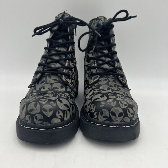 Anarchic byTuk Boots Alien Anarchy Glow Shoes Boots Size 7 Womens Combat Lace Up - Picture 2 of 10